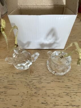 Reflections by The Paragon crystal teapot and teacup, miniature, ornaments